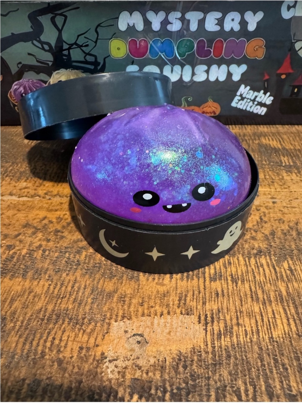 Halloween Purple Marble Dumpling Squishy with Case - Picture 2 of 8
